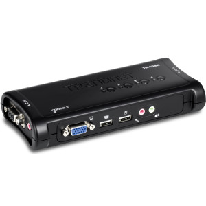 TRENDnet TK-409K 4-Port Desktop KVM Switch with Audio, 2048 x 1536 resolution, 2 USB, 1 x VGA/SVGA HDB 15-pin (F)